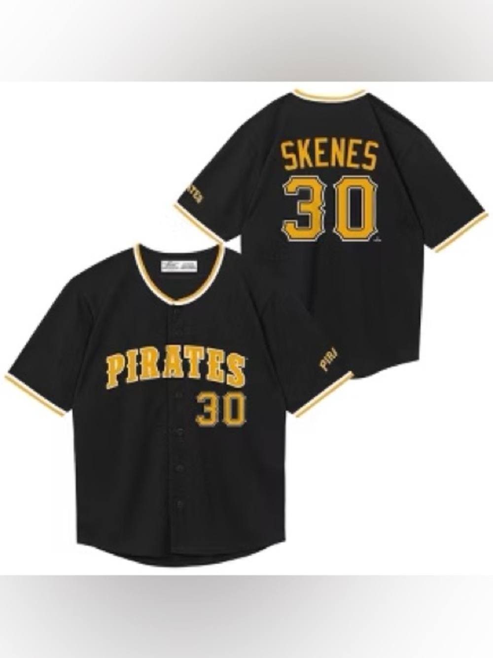 088K MLB Pittsburgh Pirates Skenes Short Sleeve Button Front Jersey - Size: L